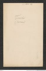 Nachlass Franz Steindachner, historischer Umschlag, Korrespondenz Otto Finsch, Inv.Nr. 129.03, Seite 1